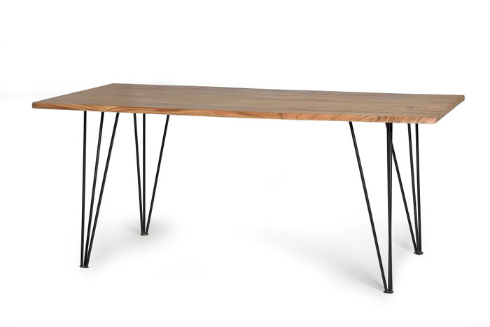 GINER Y COLOMER Mesa de comedor de madera de acacia natural 6 plazas